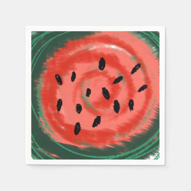 Abstract Summer Swirly Red Watermelon Napkin (Front)