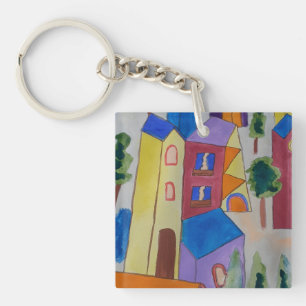 Abstract Summer Village  Key Ring