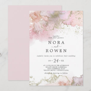 Abstract Summer Watercolor Casual Wedding Invitation