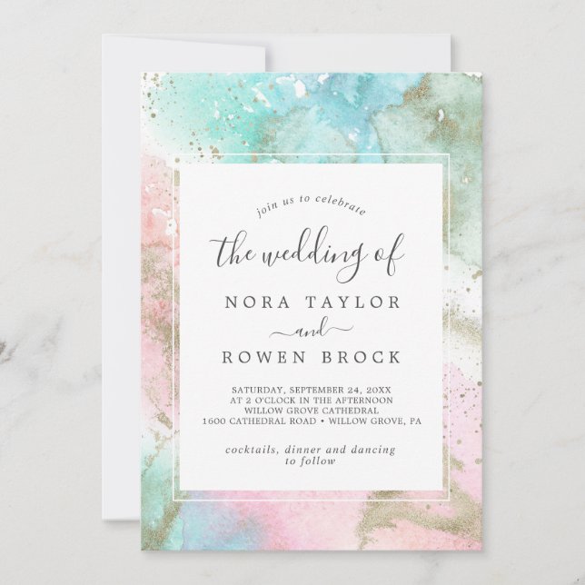 Abstract Summer Watercolor The Wedding Of Invitation (Front)