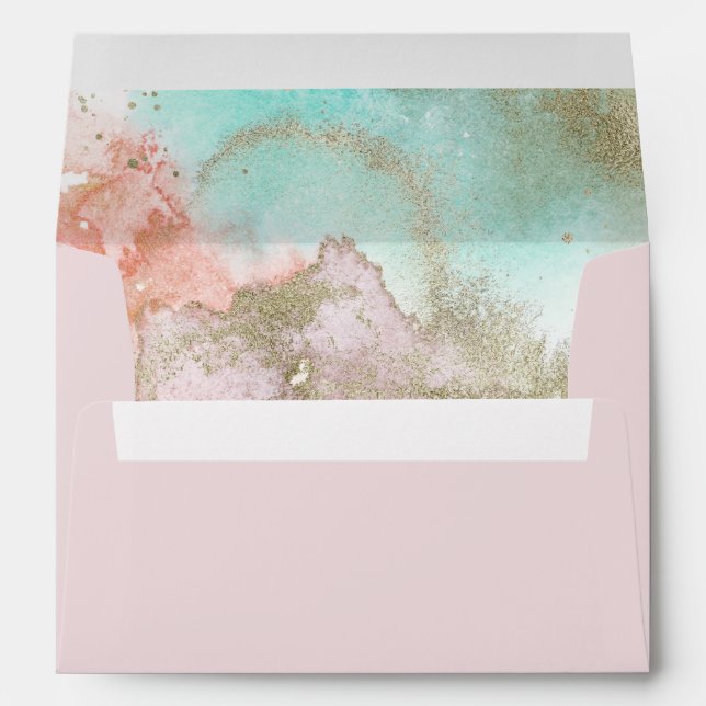 Abstract Summer Watercolor Wedding Invitation Envelope (Back (Bottom))