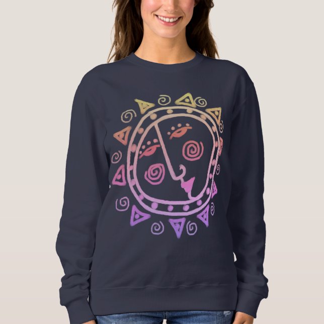 Abstract Sun Face Wearable Art Sweatshirt (Front)