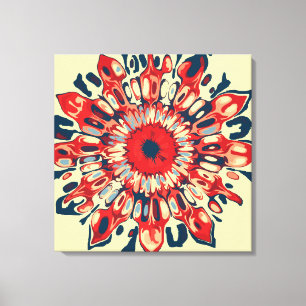 Abstract SUN FLOWER - red blue + your backgr. Canvas Print