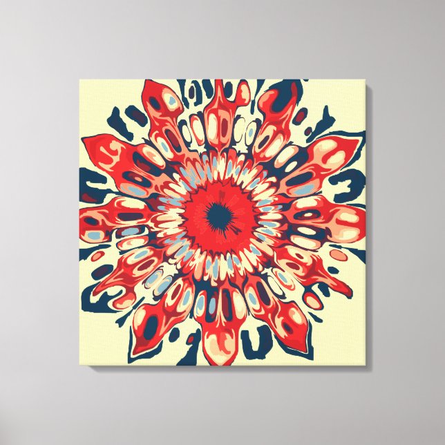Abstract SUN FLOWER - red blue + your backgr. Canvas Print (Front)