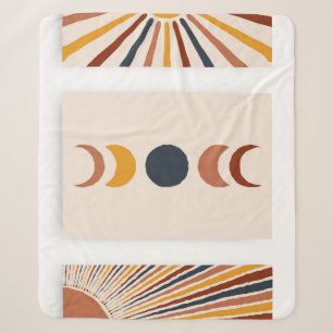 Abstract Sun Moon Boho Posters Sherpa Blanket