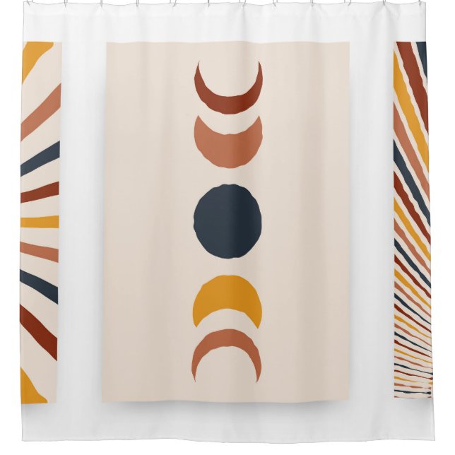 Abstract Sun Moon Boho Posters Shower Curtain (Front)