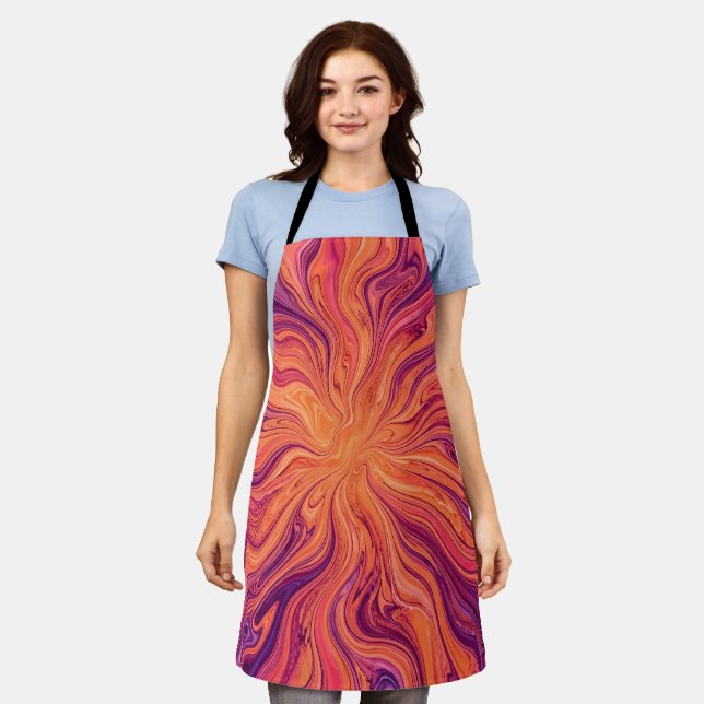 Abstract Sun Ray Sunset Orange Apron (Worn)