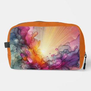 Abstract Sun Rays Floral Cloud Ink Landscape Dopp Kit