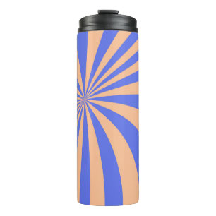 Abstract sunburst pattern background. blue and ora thermal tumbler