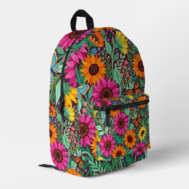 Abstract Sunflower Butterflies Backpack (Back Corner Left)