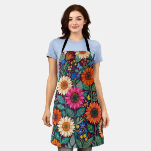 Abstract Sunflower Butterflies Garden Apron
