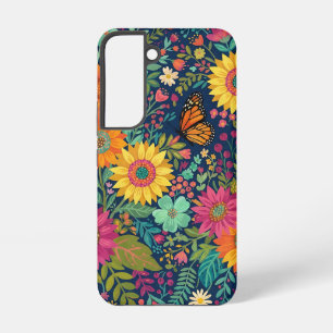 Abstract Sunflower Butterfly Samsung Cases