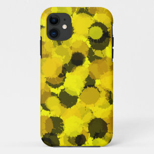 Abstract sunflower dots art yellow brown circles iPhone 11 case