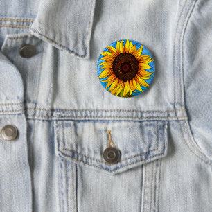 Abstract Sunflower Painting 6 Cm Round Badge