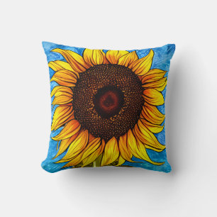 Abstract Sunflower Painting Cushion