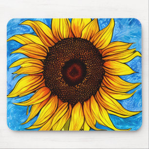 Abstract Sunflower Painting Mouse Mat