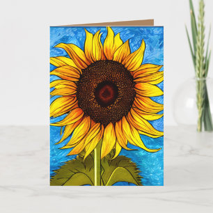 Abstract Sunflower Painting Thank You Card