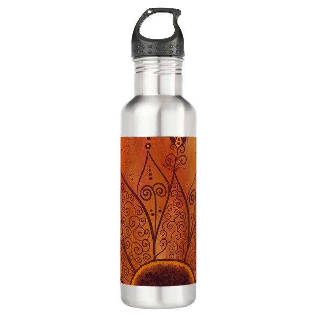 Abstract Sunflower Pattern 710 Ml Water Bottle (Front)