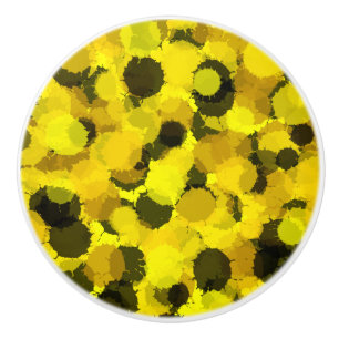 Abstract sunflower Pattern Inspirational Artistic Ceramic Knob