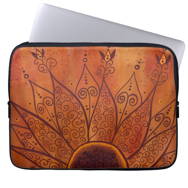 Abstract Sunflower Pattern Laptop Sleeve (Front)