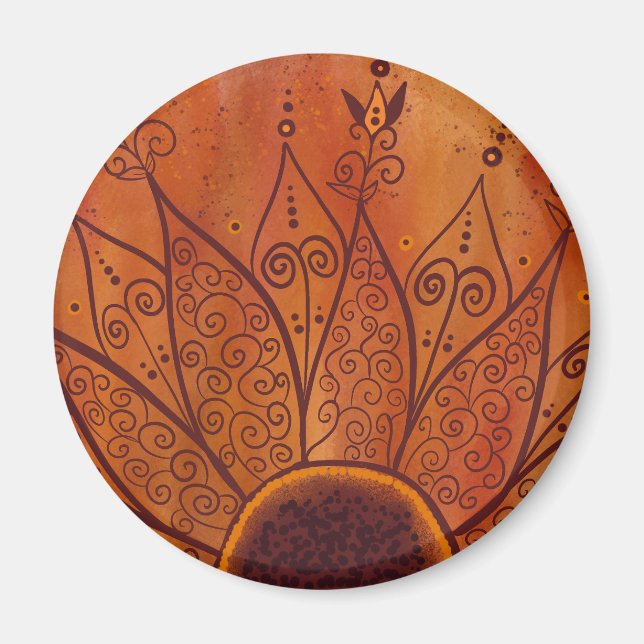 Abstract Sunflower Pattern Magnet (Front)