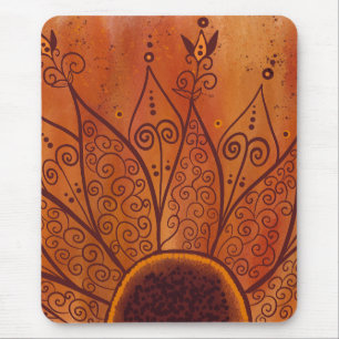 Abstract Sunflower Pattern Mouse Mat