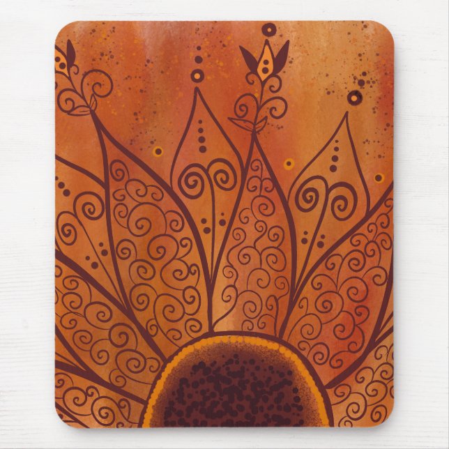Abstract Sunflower Pattern Mouse Mat (Front)
