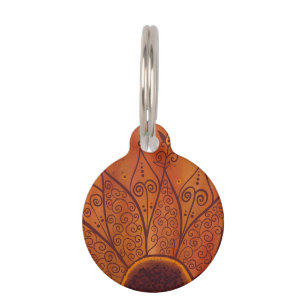 Abstract Sunflower Pattern Pet Tag