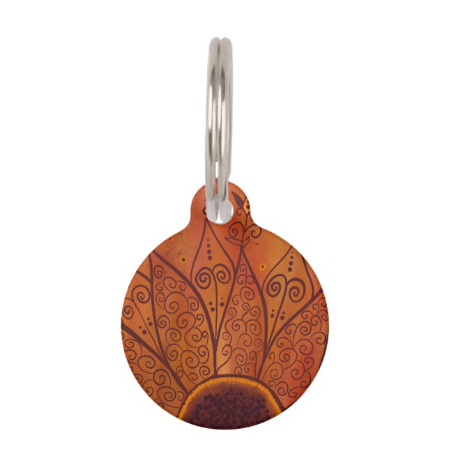 Abstract Sunflower Pattern Pet Tag (Front)