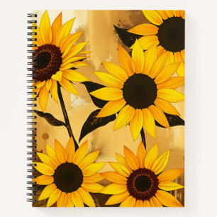 Abstract Sunflower Pattern with Golden Yellows Notebook