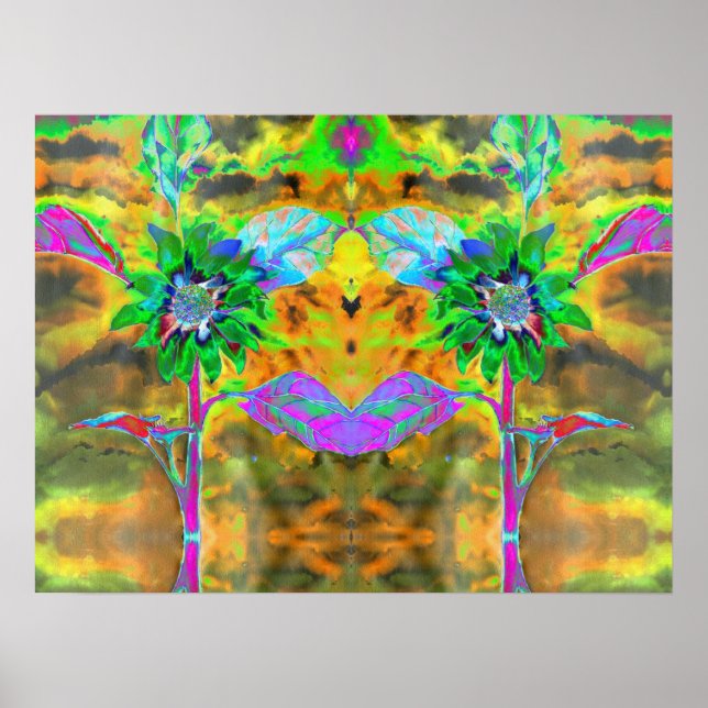 Abstract sunflower psychedelic boho bohemian  poster (Front)