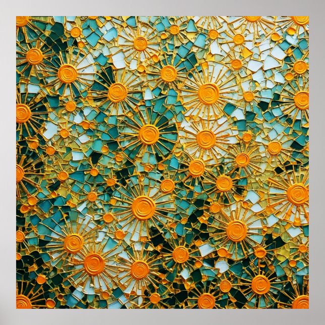 Abstract Sunflowers 102 Poster (Front)