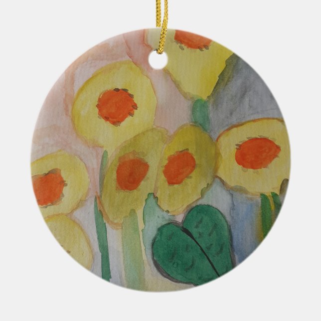 Abstract Sunflowers Ceramic Ornament (Front)