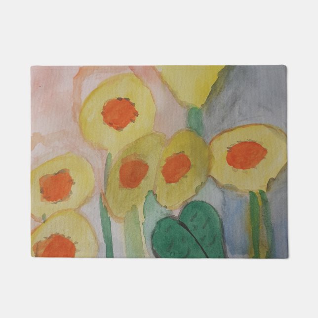Abstract Sunflowers Door Mat (Front)