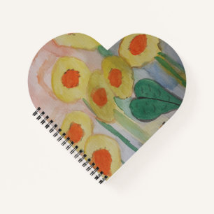 Abstract Sunflowers Heart Notebook