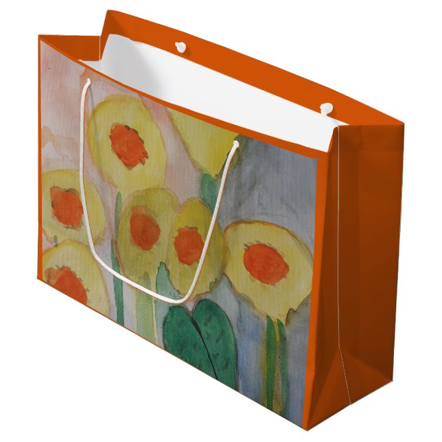 Abstract Sunflowers Large Gift Bag (Front Angled)