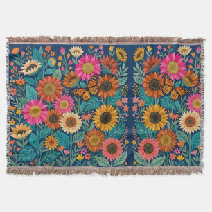 Abstract Sunflowers Monarch Butterfly Blankets