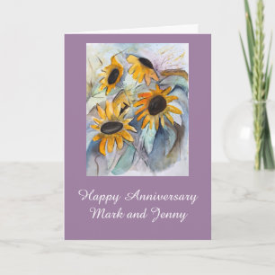 Abstract Sunflowers Personalised Anniversary Card