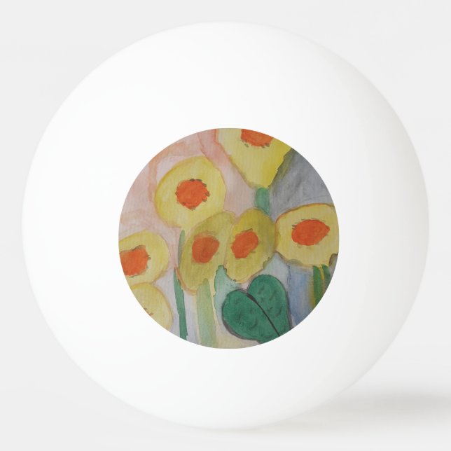 Abstract Sunflowers Ping Pong Ball (Front)