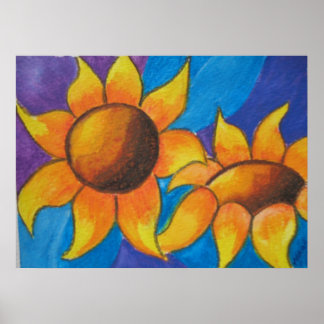 Abstract Sunflowers Poster