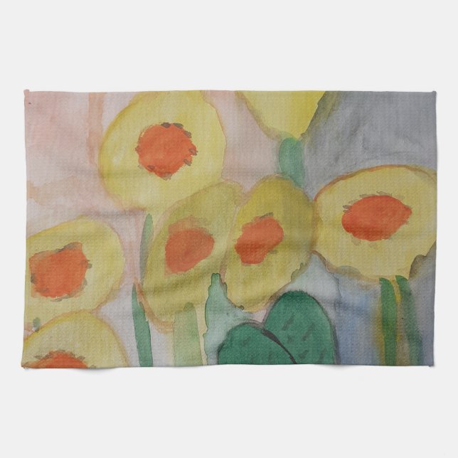 Abstract Sunflowers Tea Towel (Horizontal)