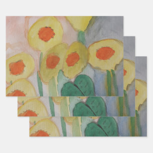 Abstract Sunflowers Wrapping Paper Sheet