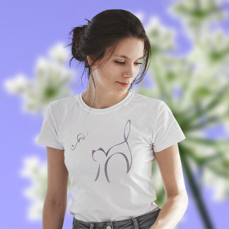 Abstract SuNi Cat in Plum T-Shirt