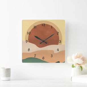 Abstract Sunrise, minimalism, Square Wall Clock