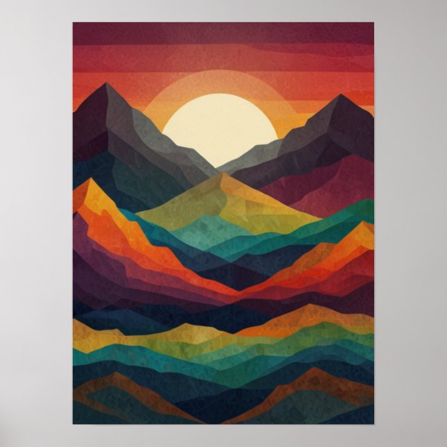 Abstract Sunrise Peaks Poster (Front)