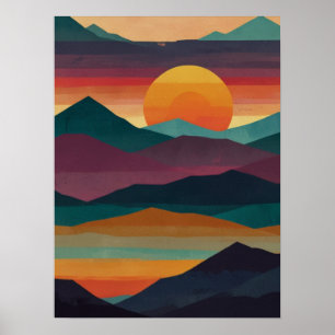 Abstract Sunrise Peaks Poster