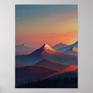 Abstract Sunrise Peaks Poster