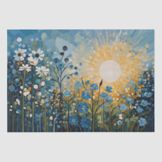 Abstract Sunrise Wildflowers Field Decoupage Tissue Paper