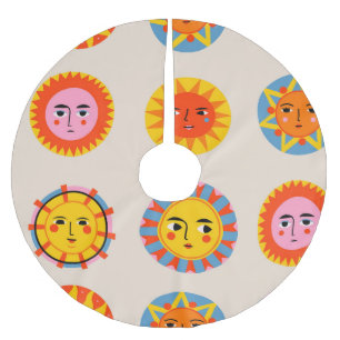 Abstract suns: ethnic seamless pattern. brushed polyester tree skirt