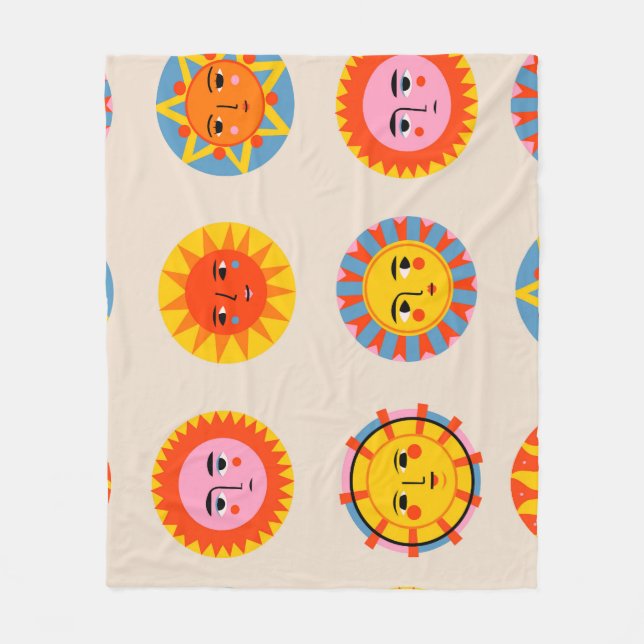 Abstract suns: ethnic seamless pattern. fleece blanket (Front)
